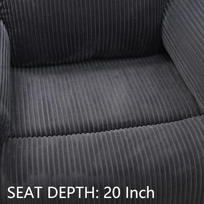 Manual Recliner Chair for Adults Single Reclining Sofa for Living Room/Office/Lounge/Club/Rv Car（Dark Grey CorduroyRecliner Chair）