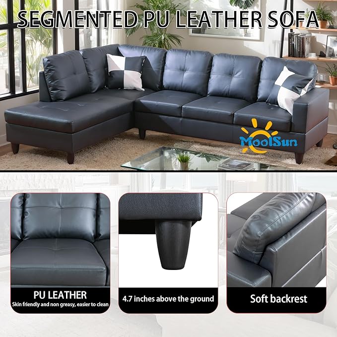 L-Shaped Combination Sofa Set Luxurious Synthetic Leather Living Room Sofa Suitable for Living Rooms Bedrooms Apartments and Offices