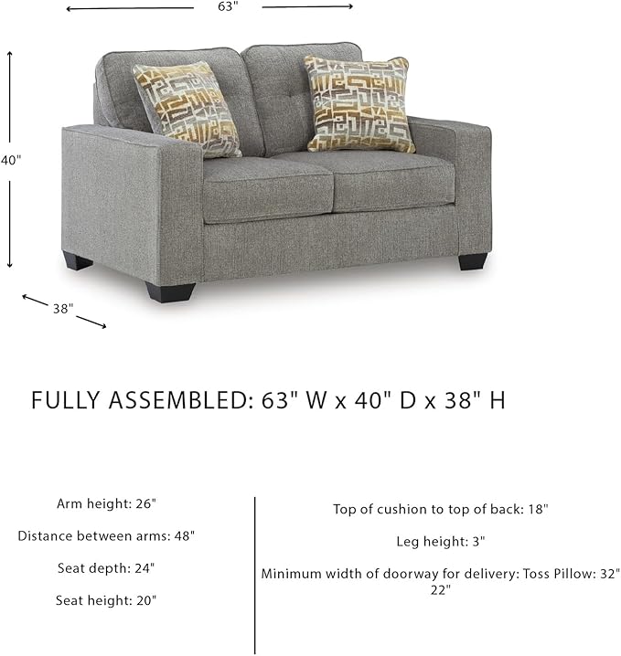 Signature Design by Ashley Fanciful Classic Loveseat with Tufted Cushion and Removable Cushion Light Gray