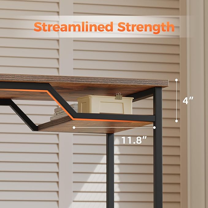 Mericonia 48 inch Computer Desk w/Shelf &amp Adjustable Feet 32 inch Rolling Office Desk w/ 1 Hook Small Space Desk for Home Office Study Writing Bedroom 2 Pack