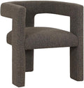 Pemberly Row Modern Fabric Upholstered Accent Chair 29.5 H x 26 W x 24.5 D Chocolate Brown Bouclé Curved Arms Foam Cushion Plastic Glide No Assembly Stylish Side Chair for Living Room or