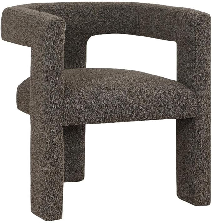 Pemberly Row Modern Fabric Upholstered Accent Chair 29.5 H x 26 W x 24.5 D Chocolate Brown Bouclé Curved Arms Foam Cushion Plastic Glide No Assembly Stylish Side Chair for Living Room or
