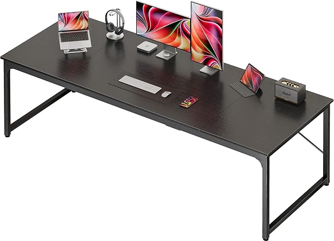 PRAISUN 78.7 X 29.5 Inch Computer Desk with Deeper Desktop Long Gaming Office Writing Work Desk for Home Office Study Bedroom Work from Home Metal Frame Black