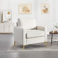 Modern Velvet Accent Chair Comfy Living Room Armchair with Thick Cushion Upholstered Reading Armchair Mid Century Sofa Chair with Gold Legs Side Chair for Living Room Bedroom Office Club Beige