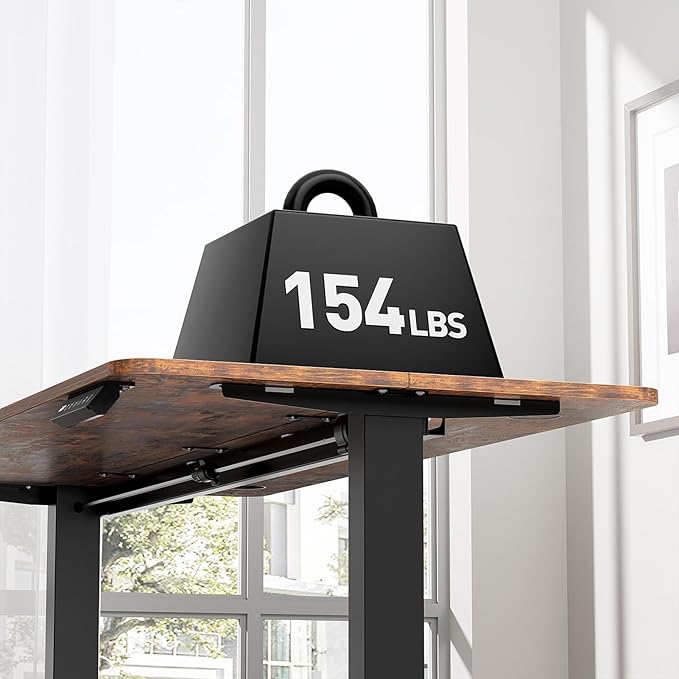 Electric Standing Desk Adjustable Height 40 x 24 Inch Small Sit Stand Desk Stand up Desk for Home Office Computer Workstation (Spliced DesktopBrown)
