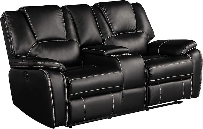 3 PC Recliner Sofa Sets Bonded Leather Lounge Chair Loveseat Reclining Couch for Living RoomBlack
