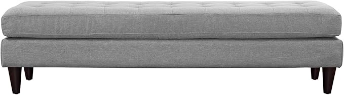 Modway EEI-2137-LGR Empress Mid-Century Modern Upholstered Fabric Large Bench In Light Gray