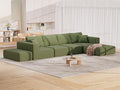 CUGOAO 152'' Modern Boneless Couch Oversized 2-in-1 Modular Sectional Sofa Bed Extra Deep Seat Upholstery Cloud Couch Boneless Couches for Living Room No Assembly Required Green Corduroy