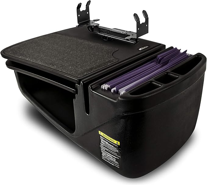 AutoExec GripMaster Car Desk for Your Vehicle Workstation and Mobile Office Black with Printer Stand