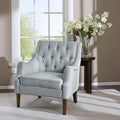 Button Tufted Accent Chair Dusty Blue Button Tufted Back Living Room Decor Cozy Addition