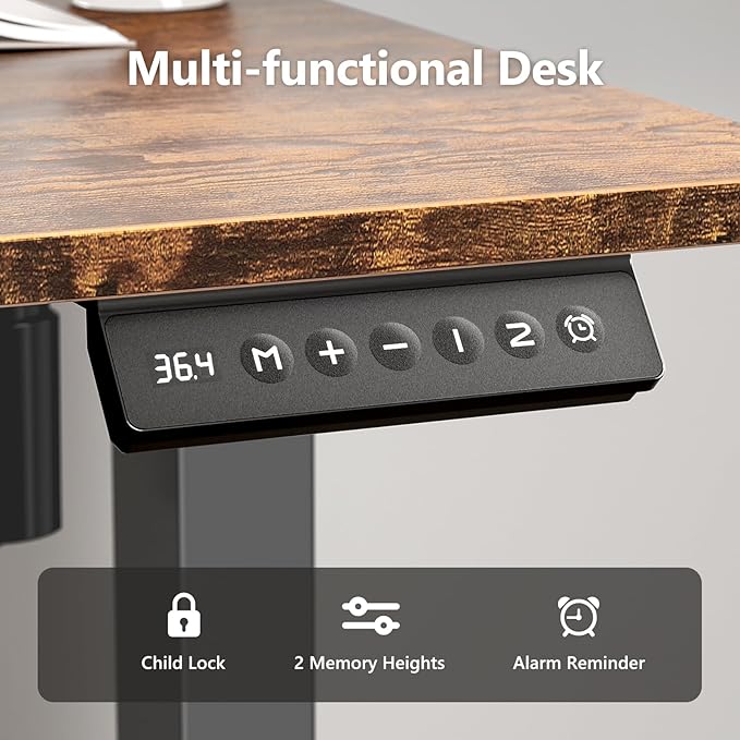 Large Electric Standing Desk 63 x 24 Inches Height Adjustable Sit Stand Computer Desk Home Office with Memory Presets (Spliced DesktopBrown)