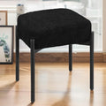 Vanity Stool Chair Faux Fur 16.3L x 12.8W x 17.3H Soft Ottoman Makeup Chair Bench Furry Padded Seat with 4 Metal Legs Footstool Multifunctional Chairs for Bedroom Living Room Black
