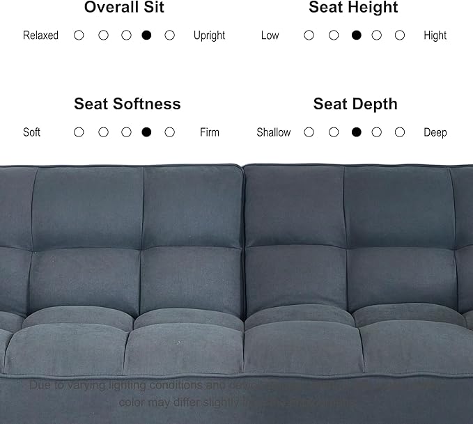 Convertible futon Sofa Bed Sleeper Sofa Bed with Adjustable backrest Small Space Small Sofa Living Room Bedroom (Dark Gray)
