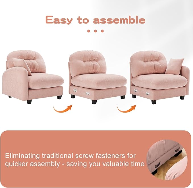 140'' Chenille Couch L-Shaped Sectional Sofa Ultra-Soft Comfort Memory Foam Cloud Couch with Pillows Sectional Couches for Living Room