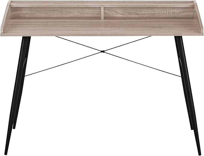 Computer Desk Home Office Laptop Storage Shelves 48 l Work Brown Laminate Black Metal Contemporary Modern PN968