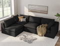 ARSURA 106” Cloud Couch for Living Room | L-Shaped Boneless Couch | Modular Sectional Couch | Corduroy Black