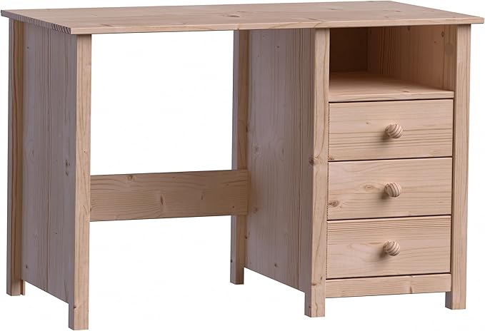 From the Tree Furniture Solid Wood Desk with Drawers – Compact Study Desk for Kids &amp Adults Space-Saving Home Office Writing Table Real Pine Construction