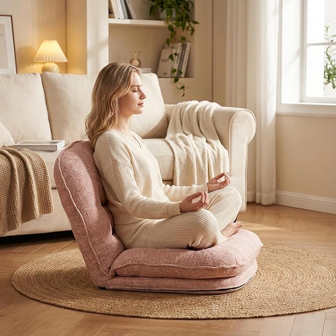 DUMOS Comfy Saucer ChairFoldable Padded Chairs for Bedroom Dorm &amp Gaming Foldable Fashion Floor Chair with Back Support for Small SpacesHot Pink