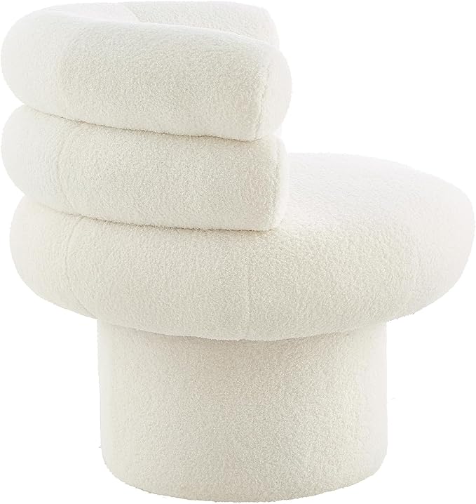 Christopher Knight Home Kayah Upholstered 360° Swivel Accent Chair Teddy Fleece Swivel Barrel Chair Modern Vanity Chair for Living Room Bedroom White