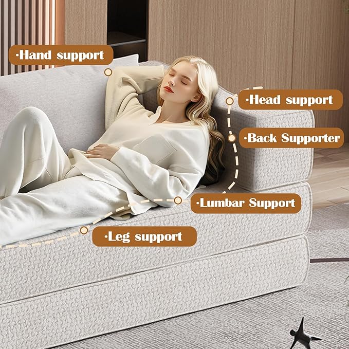 80 Convertible Folding Sofa Bed 4-in-1 DIY Combination Fold Out Sleeper Sofa Bed King Size Loveseat sleeper Couch w/ Removable Armrests Chenille Floor Couch Small couches for small spaces (Beige)