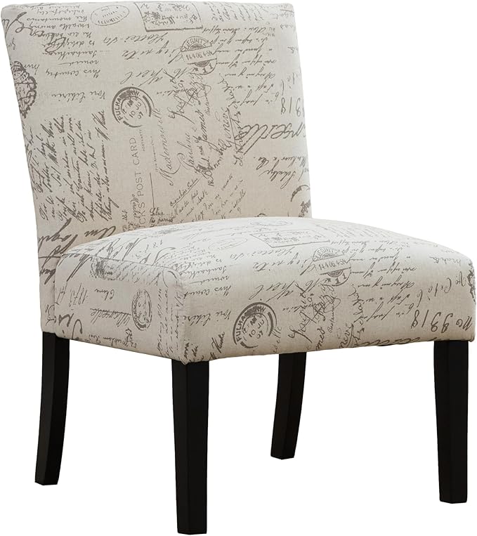 Upholstery Polyester Fabric Accent ChairArmless Contemporary Modern Singe Sofa Chair with English Letter Print for BedroomLiving Room
