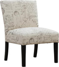Upholstery Polyester Fabric Accent ChairArmless Contemporary Modern Singe Sofa Chair with English Letter Print for BedroomLiving Room