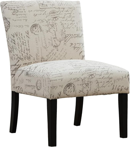Upholstery Polyester Fabric Accent ChairArmless Contemporary Modern Singe Sofa Chair with English Letter Print for BedroomLiving Room