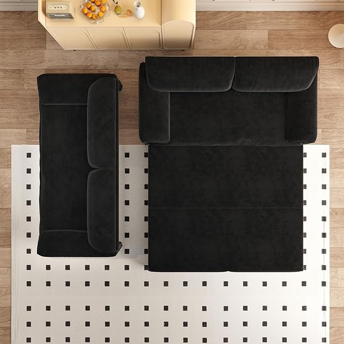 66 Queen Pull Out Sofa Bed 3-in-1 Convertible Sleeper Sofa Velvet Small Loveseat for Small Spaces with Side Storage Multi-Functional Couches for Living Room Apartment and Office