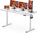 AdjustableStanding Desk 63 x 24 Inch Home Office Desk with Memory Preset Computer Workstation Splice White Top Frame