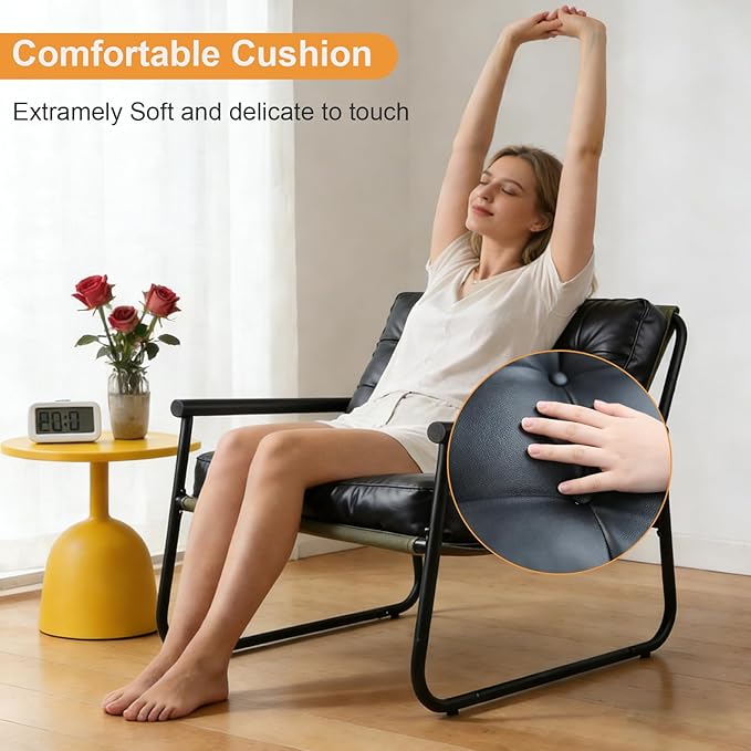 Lightdot Modern Accent Chair Heavy Duty Sturdy Armchair Green Fabric Lounge Chair Ergonomic Design Upholstered Comfy Leisure Chair with Large Frame Suit for Living Room/Bedroom