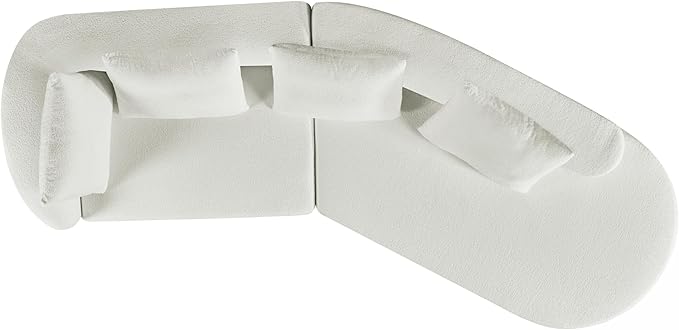 GDFStudio 116 Modern Curved Sectional Sofa with Chaise LoungePearl Upholstered Fully Compressed Sponge Couch2 Pcs SetRight Hand FacingFully Assembled Lounge Seating for Living RoomBeige