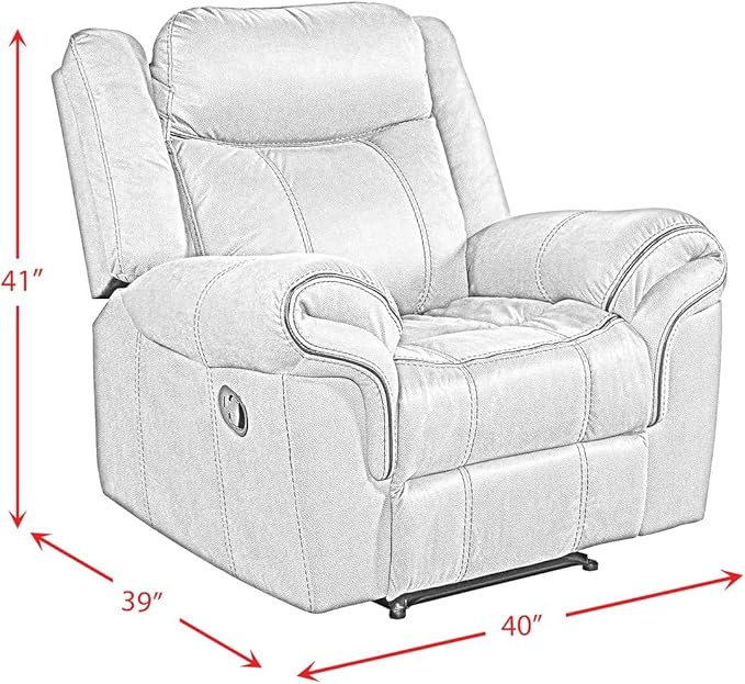 Pemberly Row Modern Glider Recliner T101 Brown Fabric 40 W x 38 D x 41 H Full Extension Reclining Contrast Welt Detailing Contemporary Living Room Chair for Relaxation