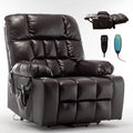 Oversized Power Recliner Chair for Big and Tall 400 LBS 25.5 Extra Wide Electric Lift Chair with Heat and Massage Dual Motor 180° Lay Flat Recliner Living Room Sofa PU Leather Big Recliner