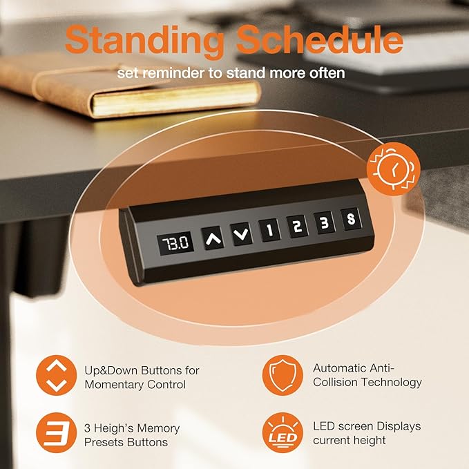 NEWBULIG Electric Standing Desk Height Adjustable Sit Stand Home Office Computer Desks with Drawer 63 x 24 Inches Black Top and Frame