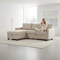 Sectional Sofa with Storage – Modern Upholstered Living Room Couch Reversible Chaise for Home Apartment Office 81.9” L Beige