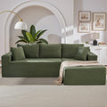 105 Inch Cloud Sectional CouchModern Modular Sectional Sofa with Deep SeatCorduroy Boneless Couches with L-Shape Chaise for Living Room BedroomNo Assembly Required (Green Right Facing Chaise)