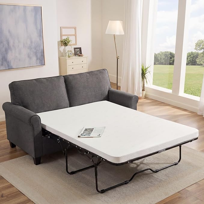 57 Pull Out Sofa Bed with Mattress Convertible Sofa Bed Loveseat Twin Sleeper Sofa Couch with Pocketed Coil Seating Upholstered Fabric Sofa Bed for Small SpacesGrey | sofa bed futon sofa bed so