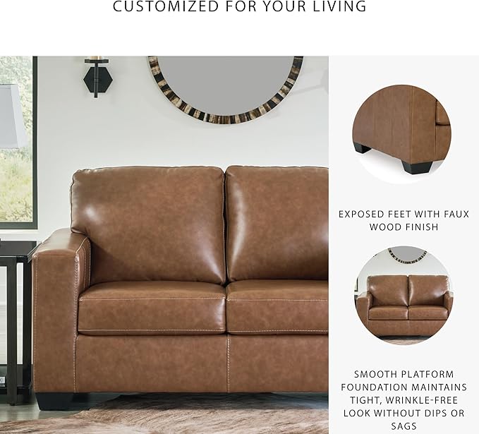 Signature Design by Ashley Bolsena Contemporary Leather Match Loveseat Dark Brown