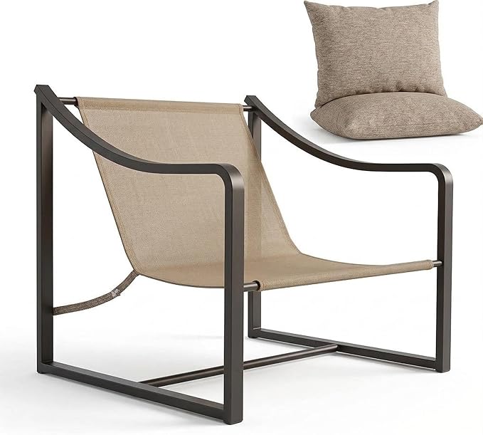 Accent Chairs Set of 2 Outdoor Chairs with Metal Frame and SOFE Cushion Comfy Chair for Patio Living Room &amp Bedroom Easy Assembly