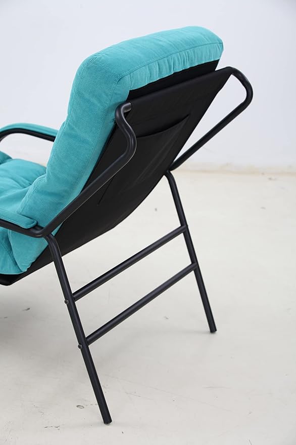 Lounge Recliner Chair Leisure Chair Studio Chairs Iron Arm Club Chair with Metal Legs Moveable Cushion for Living RoomTurquoise
