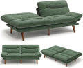 Amada 75 Convertible Futon Sofa Bed Corduroy Folding Futon Set with Adjustable Backrest &ampArmrests Recliner Lounge for Living Room Apartment or Office Solid Wood Frame Loveseat Sofa -Forest G
