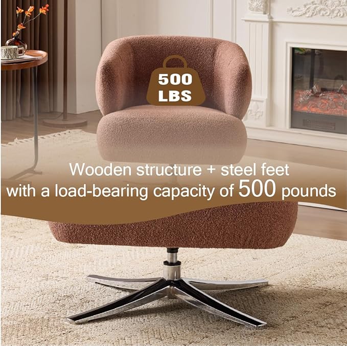 GDFStudio 360° Swivel Barrel Accent Chair Cuddle Style Single Sofa Lounge Chair for Living Room Bedroom Study Balcony or Reading Corner Red