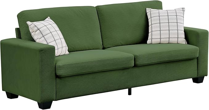 Garvee Modern Loveseat Sofa for Living Room 83 Comfy Corduroy Couches Removable Cover Cloud Couch with Deep Seat Sofa Solids Wood Frame Easy Assembly for Apartment Small Spaces Green