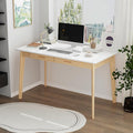 FUFU&ampGAGA 47” Office Desk Rectangular Computer Desk with 2 Drawers Writing Table for Reading Crafting Home Office Study Room White and Oak 47.2”W x 21.7”D x 29.5”H