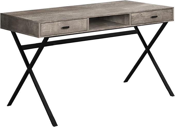 Computer Desk Home Office Laptop Storage Drawers 48 l Work Beige Laminate Black Metal Contemporary Modern