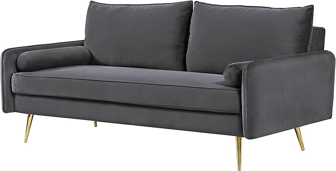 Kent Modern Sofa European Style Velvet Living Room Furniture with Tapered Legs Vintage Flair and Sleek Design Couch Grey