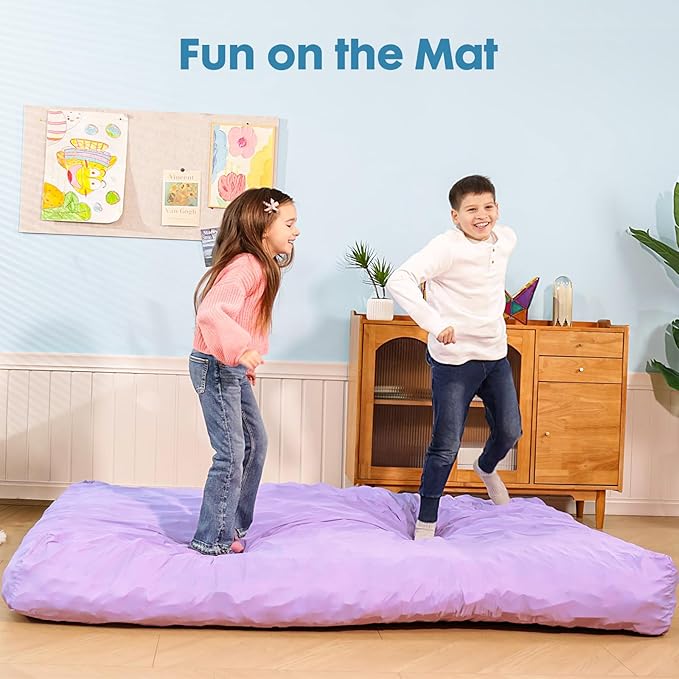 Bmag Giant Bean Bag Chair Bed 6FT Convertible Bean Bag Chair &amp Crash Pad Large Floor Sofa Lazy Chair with Memory Foam Big Sofa Bed in Bedroom Dorm Room Removable Washable Cover Purple
