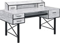 Antique White and Black 5-Drawer Computer Desk - Office Storage &amp Home Decor