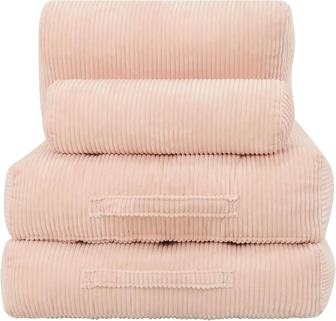 Blue Folding Sofa Bed - Convertible Sleeper Chair with Pillow &amp Back Support Comfy Foldable Mattress Portable Futon Fold Out Chair Bed for Living Room/Bedroom/Apartment (Pink)