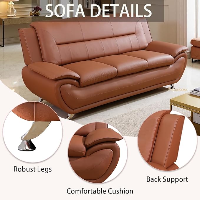 A Ainehome Sectional Sofa Couch Set Living Room Furniture Sets Modern Leather Sofa Couch for Living Room(A-Orange)